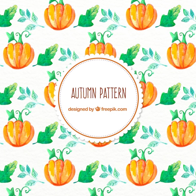 Free vector pumpkins watercolor pattern