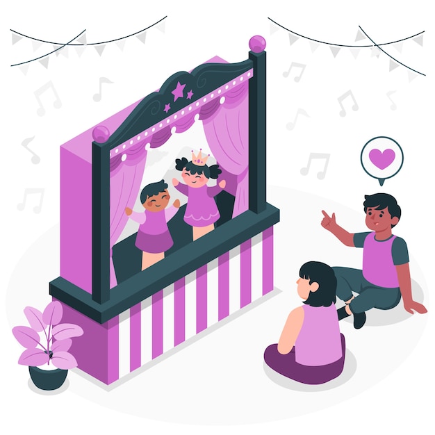 Free Vector puppet show concept illustration