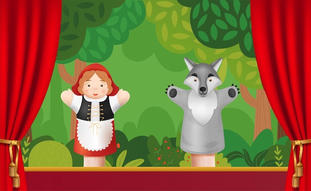 Free Vector puppet theater illustration