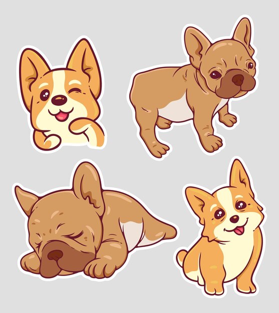 Puppies Sticker Hand Drawn Coloring