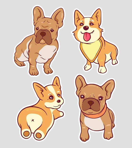 Puppies Sticker Hand Drawn Coloring