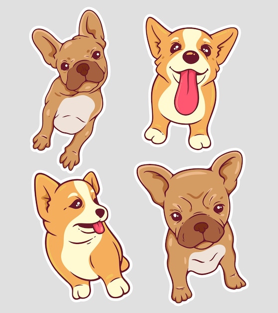 Puppies Sticker Hand Drawn Coloring