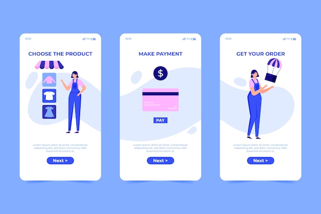 Purchase online onboarding app screen concept