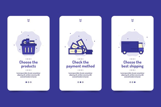 Purchase online onboarding app screens pack