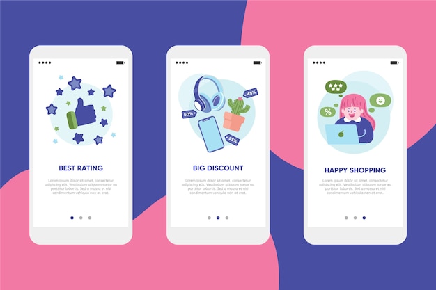 Free Vector purchase online onboarding app screens