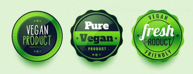 Pure vegan fresh labels set of three