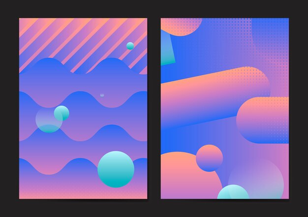 Purple abstract poster set