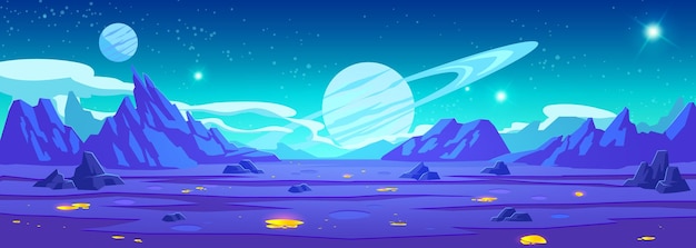 Free Vector purple alien space planet game cartoon background