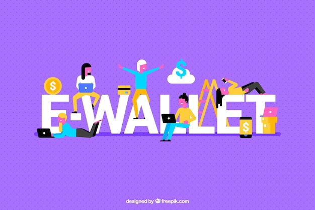 Purple background with e-wallet word