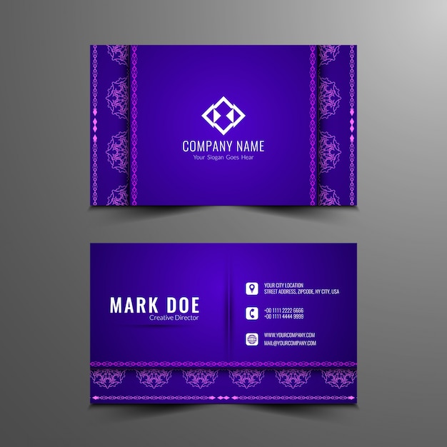 Free Vector purple business card with small mandalas