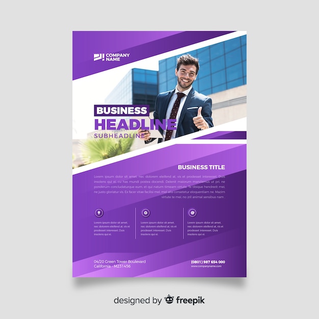 Purple business flyer with photo