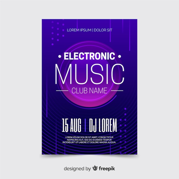 Purple electronic music poster template