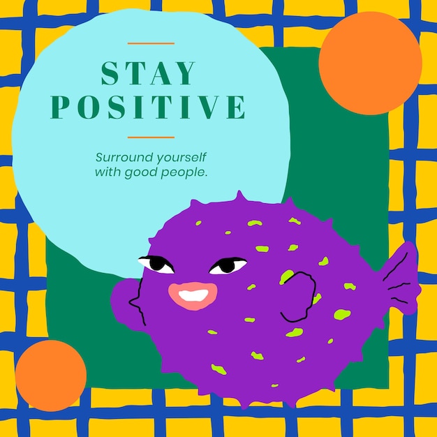 Free Vector purple fish editable template vector stay positive