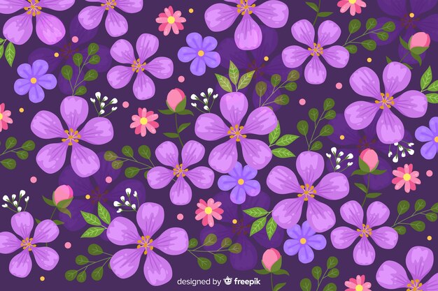 Purple floral background flat design