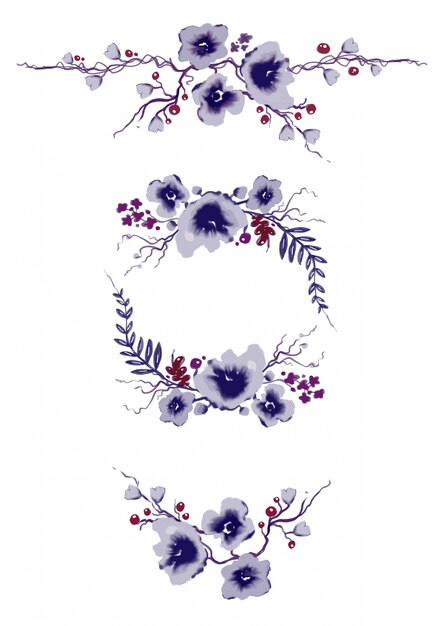 Purple floral elements collection