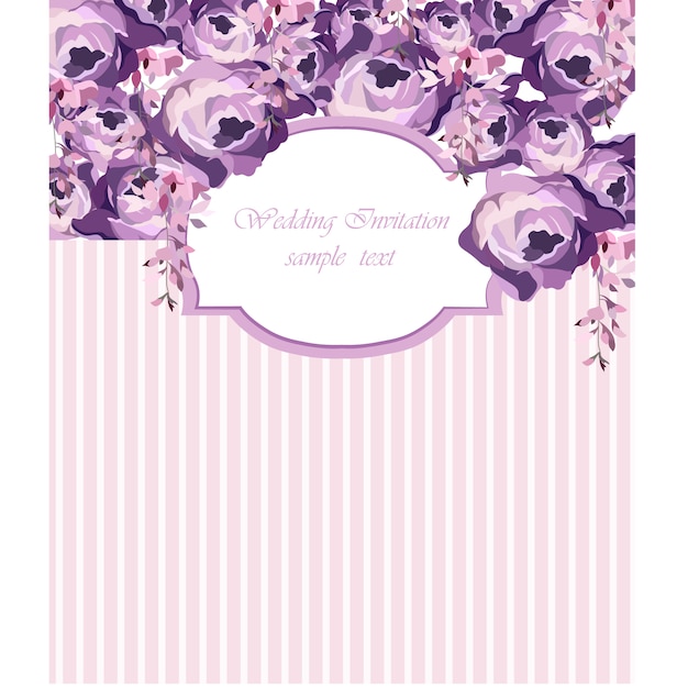 Free vector purple floral wedding invitation