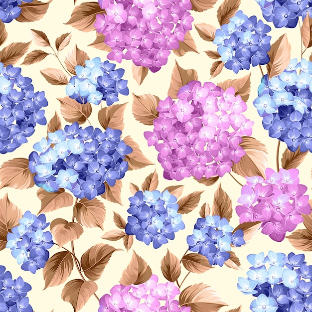 Free vector purple flower hydrangea seamless pattern