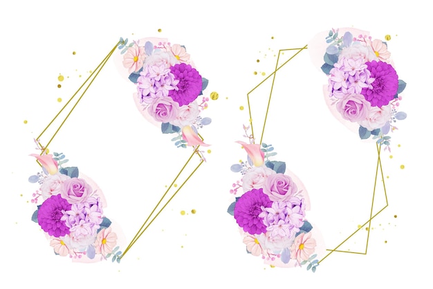 Free vector purple flowers wreath