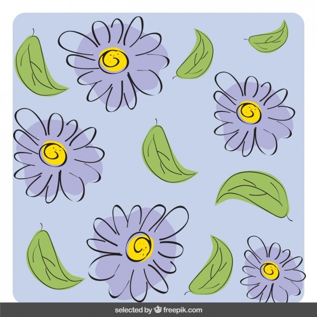 Free Vector purple hand drawn flowers