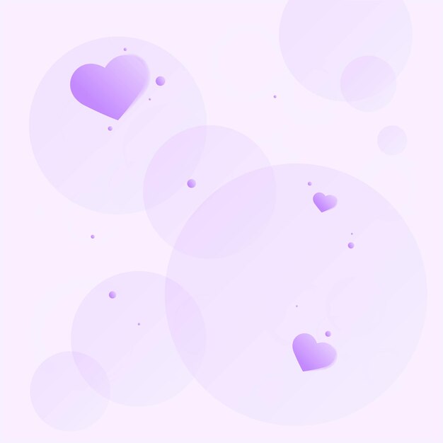 Purple hearts in bubbles