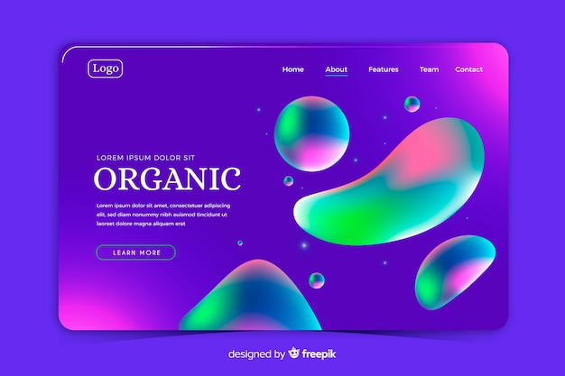 Purple landing page in liquid style