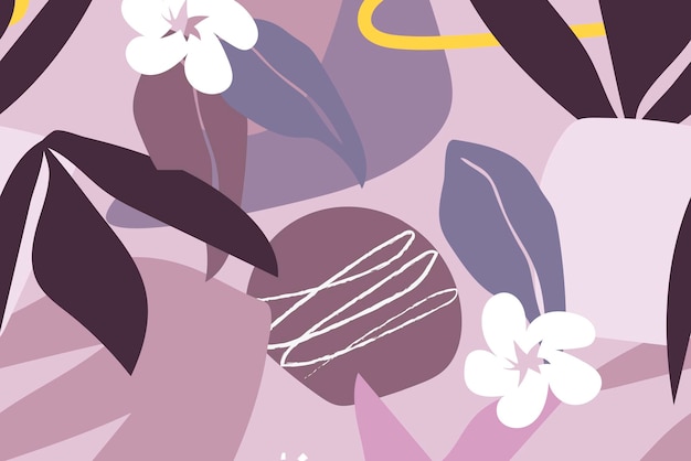 Free Vector purple leaf background, seamless pattern vector