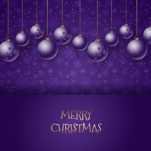 Purple new year background with christmas balls