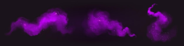 Purple paint powder splashes Flows of magic dust