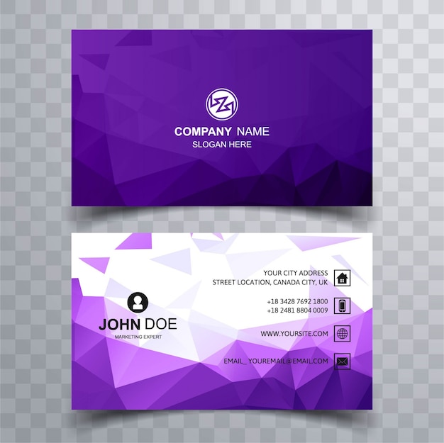 Free Vector purple polygonal business card