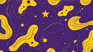 Free vector purple poster with a yellow starry sky wallpaper