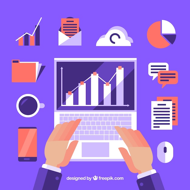 Free Vector purple project management concept in flat style