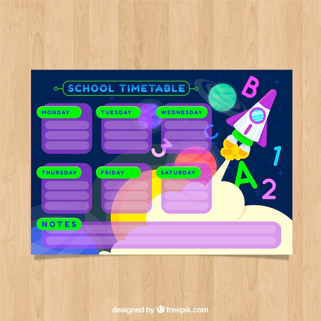 Free Vector purple school timetable