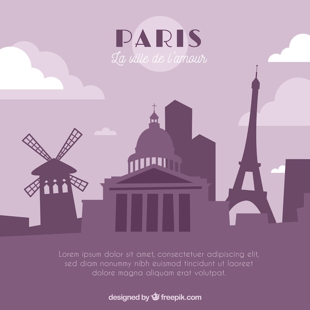 Free Vector purple skyline of paris