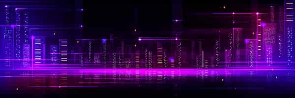 Free vector purple tech city background abstract building bg