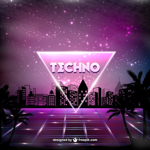 Free vector purple techno poster