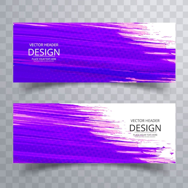 Purple watercolor banners