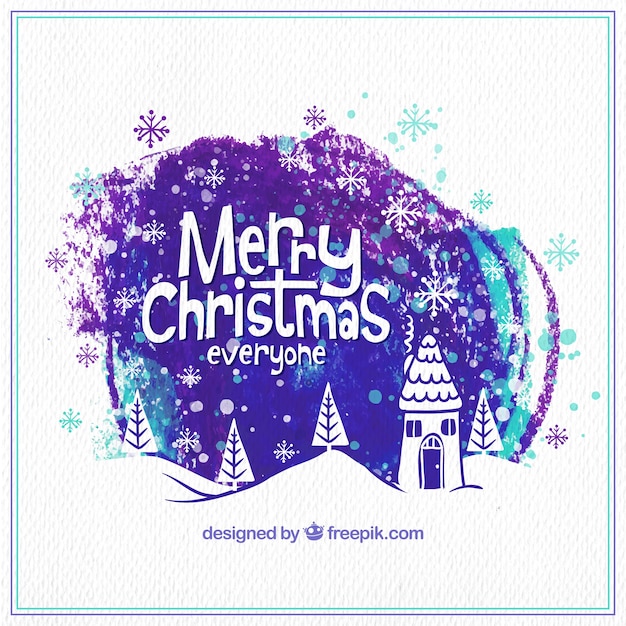 Free Vector purple watercolor christmas background