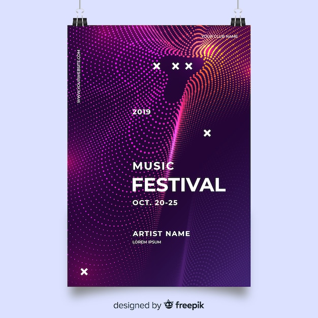 Free Vector purple waves music poster template