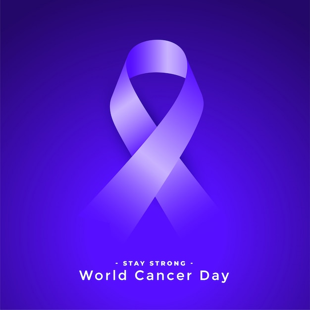 Purple world cancer day awareness ribbconcept