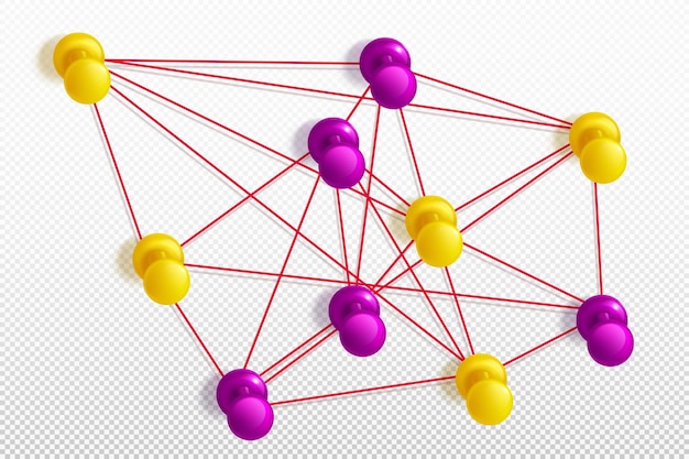 Free vector push pins network or map yellow and pink pushpins