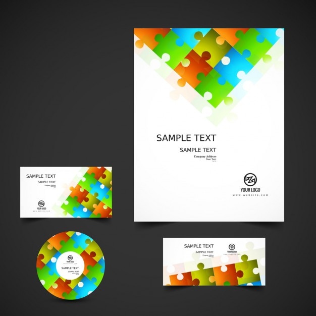 Free Vector puzzle business stationery