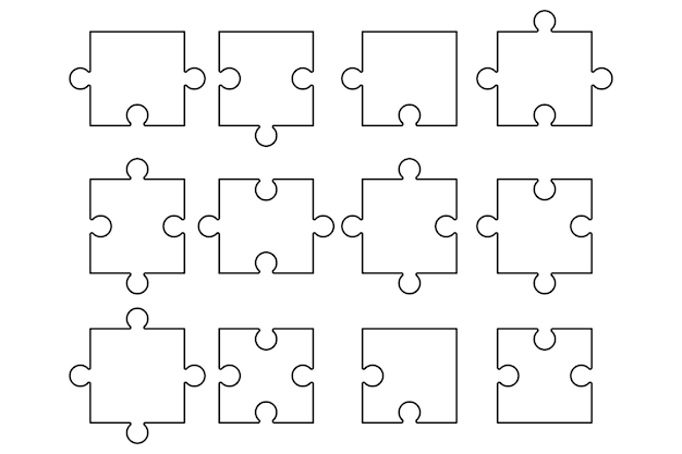 Free Vector puzzle pieces separated outline