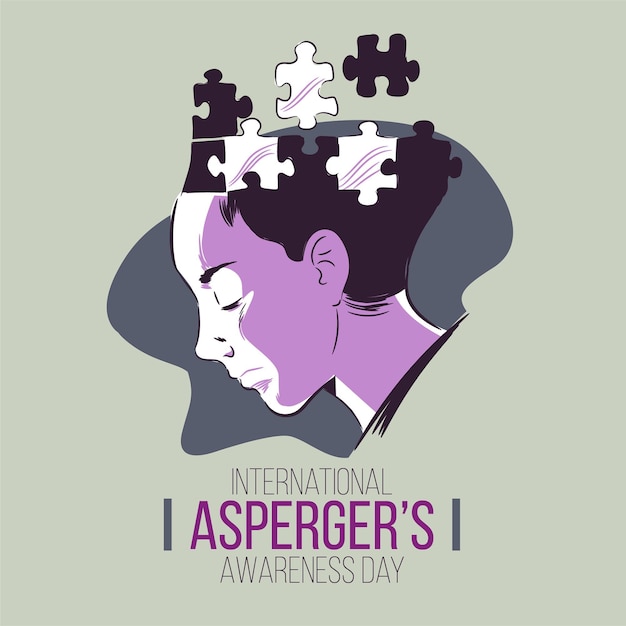 Free vector puzzled mind aspergers awareness day hand drawn