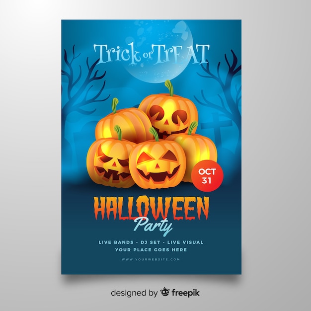 Pyramid of pumpkins halloween flyer template