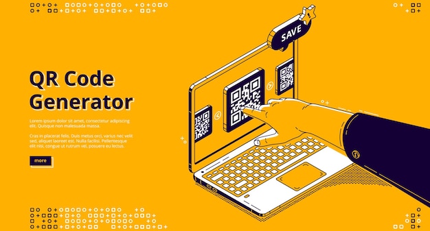 Free Vector qr code generator isometric landing page