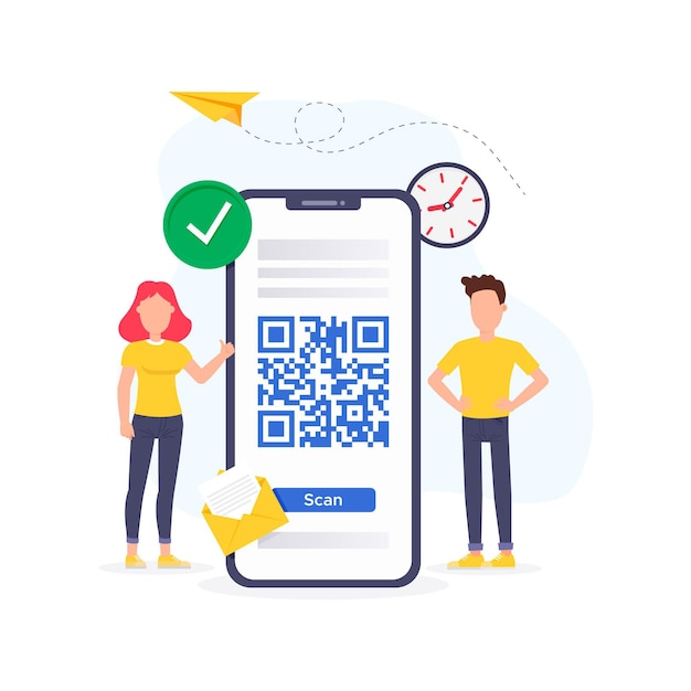 Qr code scanning concept with characters