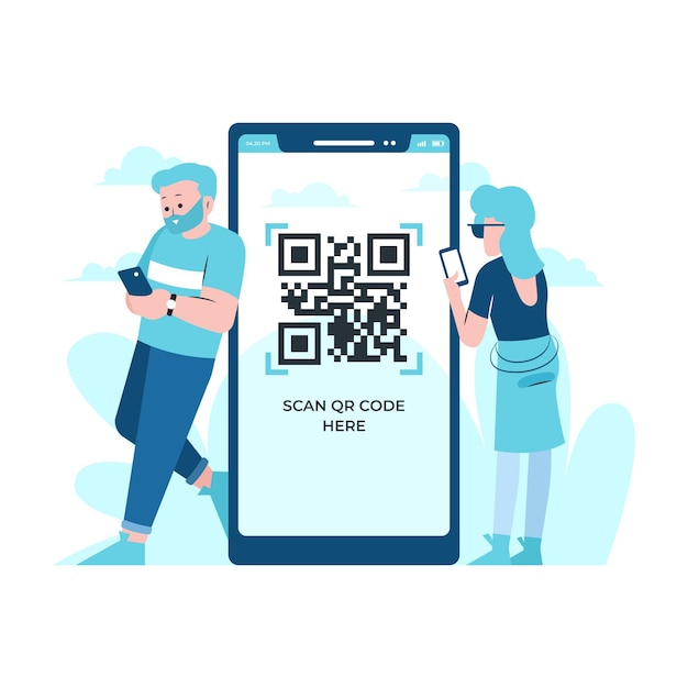 Qr code scanning concept with characters