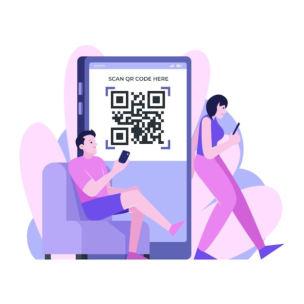 Qr code scanning concept with characters