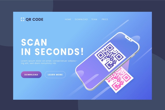 Free Vector qr code verification landing page