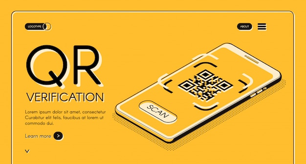 Free Vector qr code verification service web banner